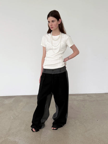 DECONSTRUCTED STRIPED CASUAL PANTS