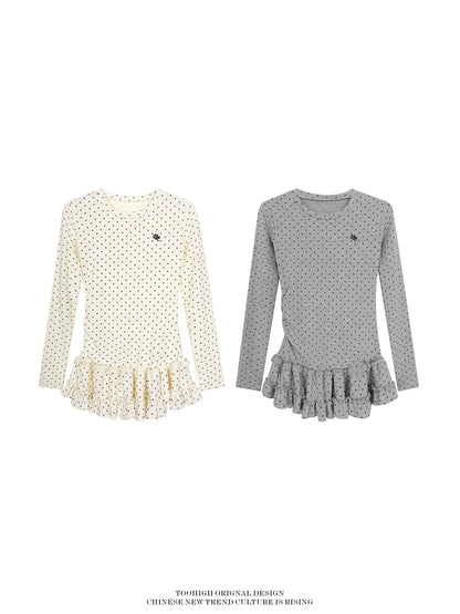 MICRO DOT PEPLUM TOP