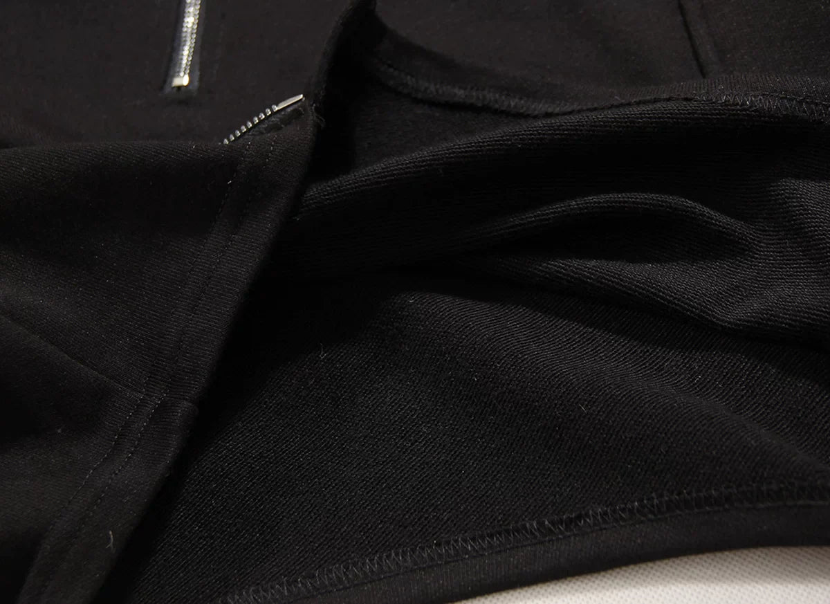 HIGH-NECK ASYMMETRICAL SWEATSHIRT JACKET