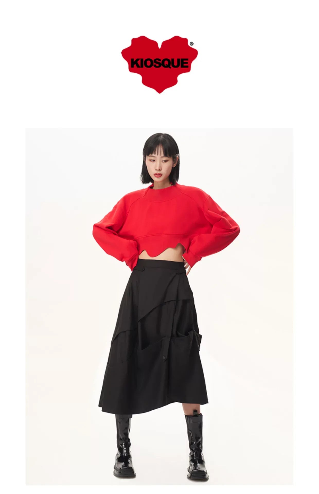ASYMMETRICAL LAYERED A-LINE SKIRT