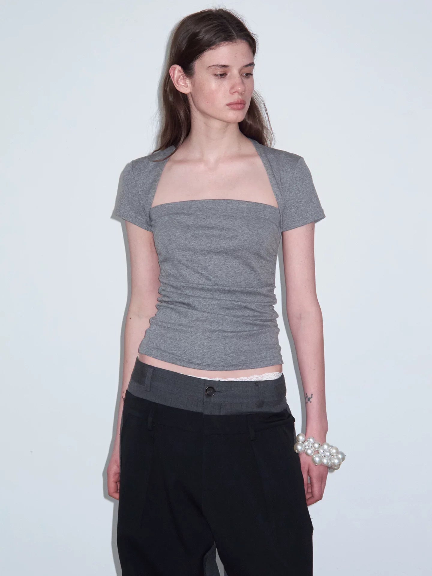 FAUX TWO-PIECE CROP TOP