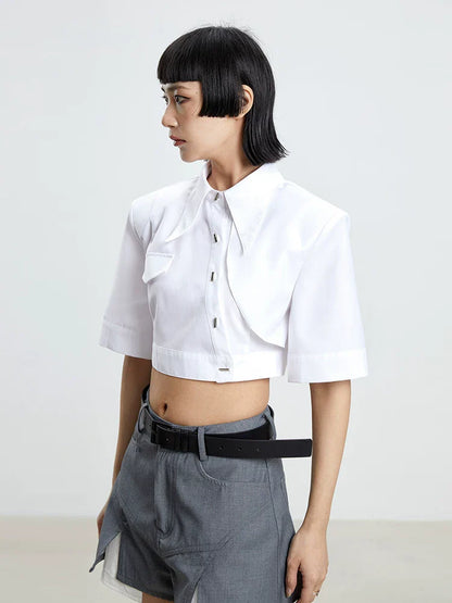 WHITE IRREGULAR CROP TOP