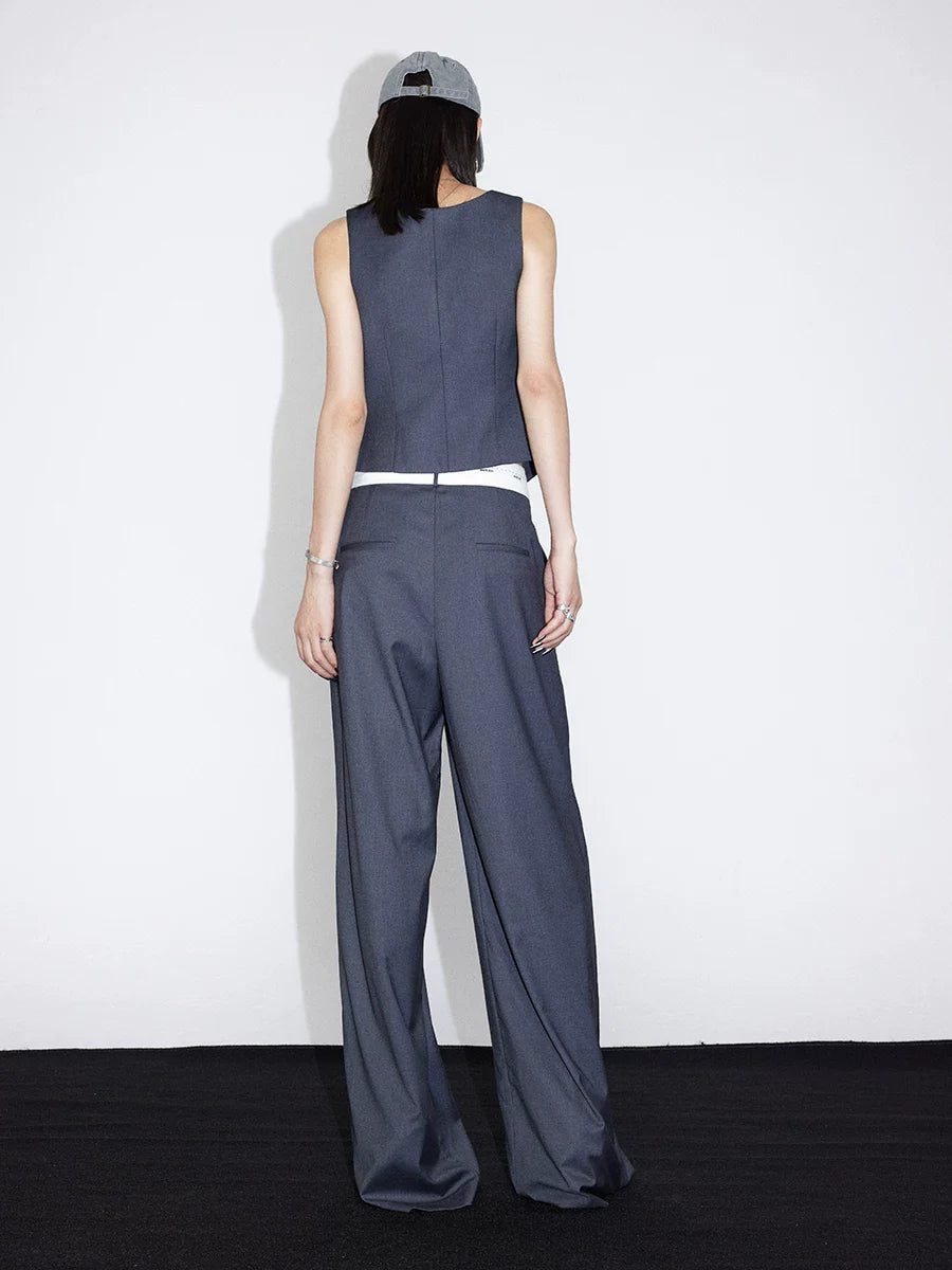 FLOWY PLEATED WIDE-LEG PANTS