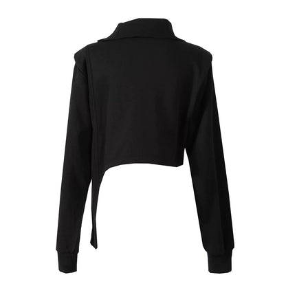 HIGH-NECK ASYMMETRICAL SWEATSHIRT JACKET