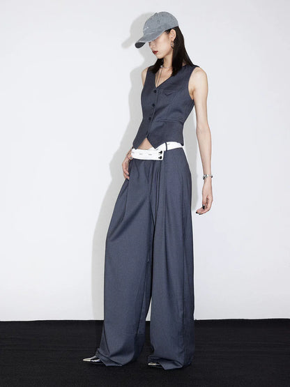 FLOWY PLEATED WIDE-LEG PANTS