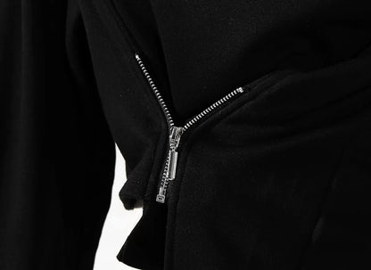 HIGH-NECK ASYMMETRICAL SWEATSHIRT JACKET