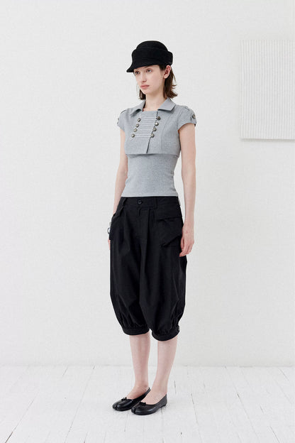 DOUBLE-BREASTED CROP TOP SET