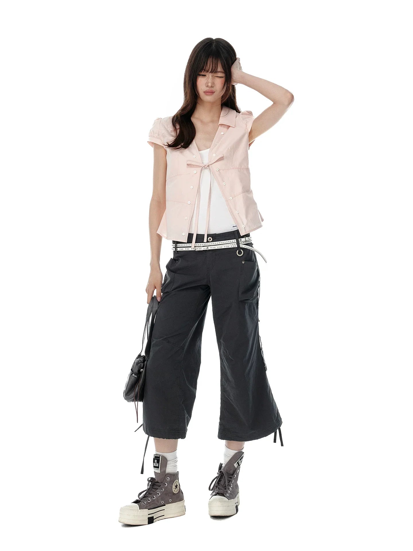 LIGHTWEIGHT DRAWSTRING WIDE-LEG PANTS