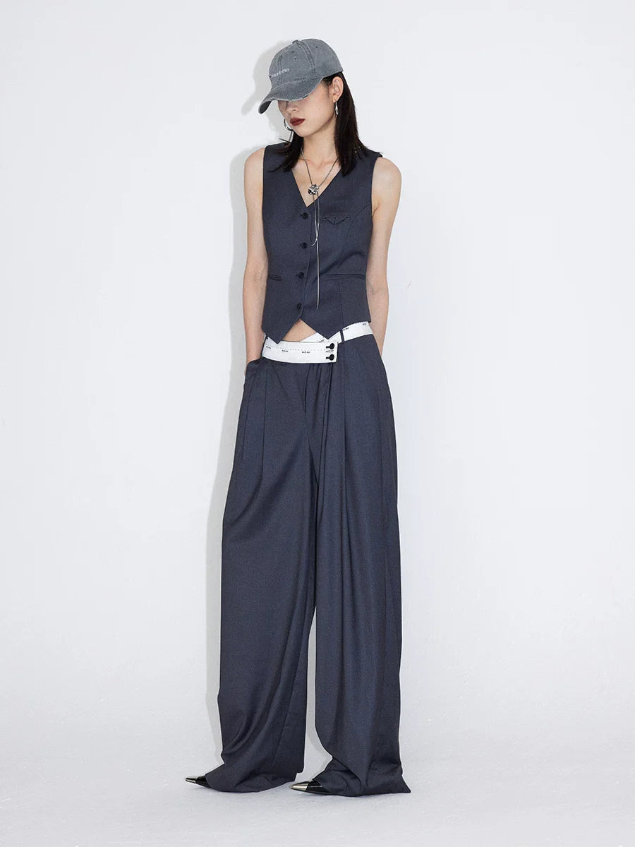 FLOWY PLEATED WIDE-LEG PANTS