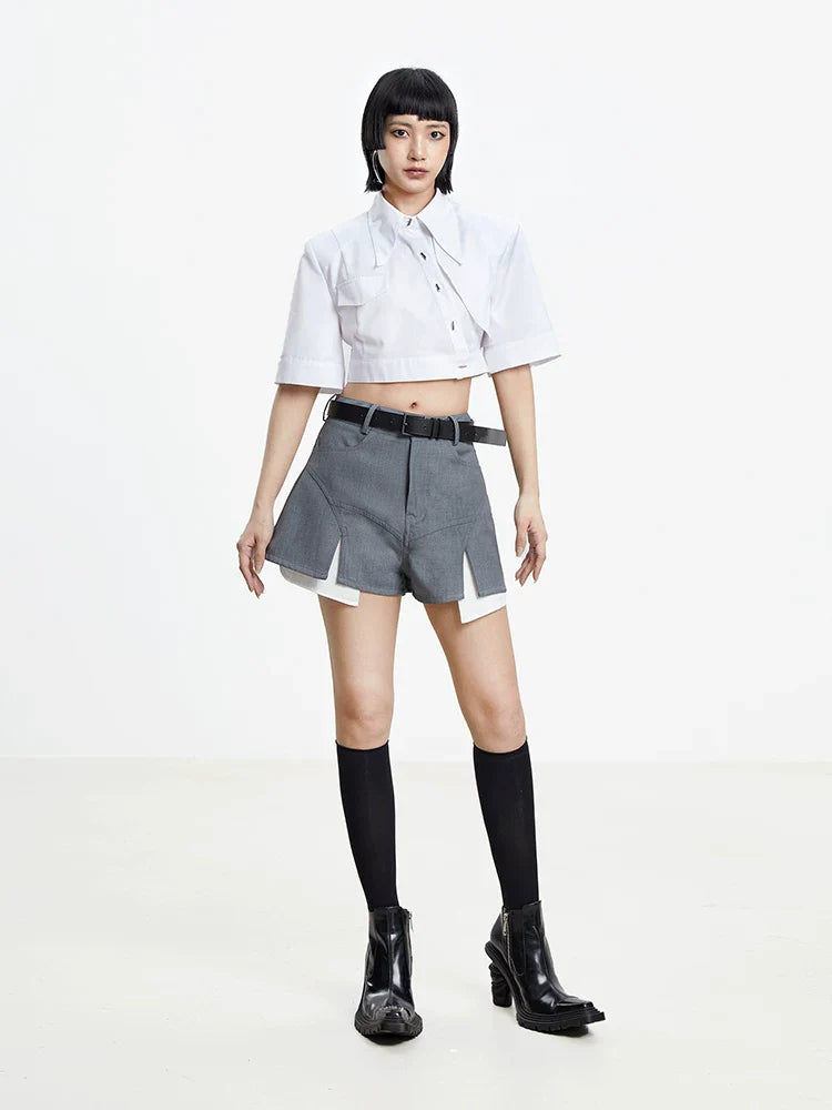 WHITE IRREGULAR CROP TOP