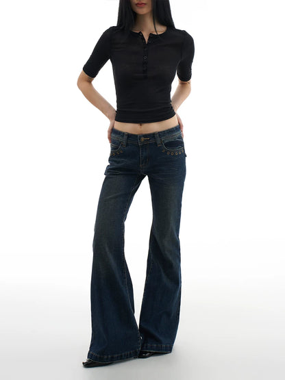 RIVET LOW-WAIST JEANS