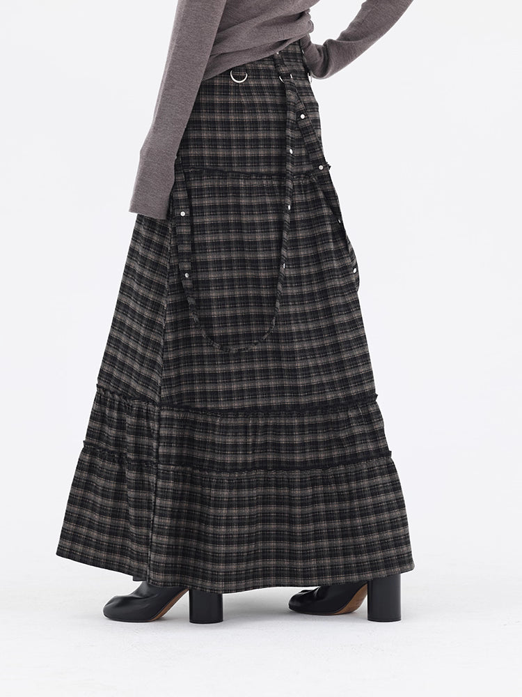 TIERED CHECK SKIRT