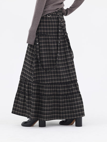 TIERED CHECK SKIRT