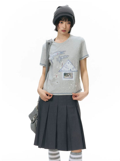 PLEATED A-LINE SKIRT