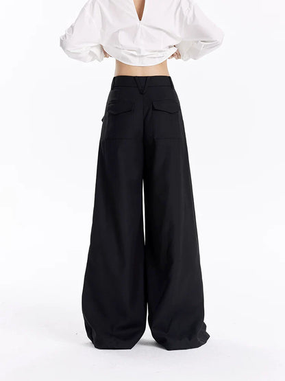 FLOWY BLACK WIDE-LEG PANTS