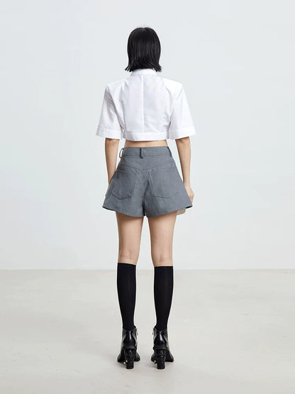 WHITE IRREGULAR CROP TOP
