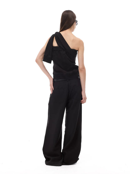 CASUAL WIDE-LEG TAPERED PANTS