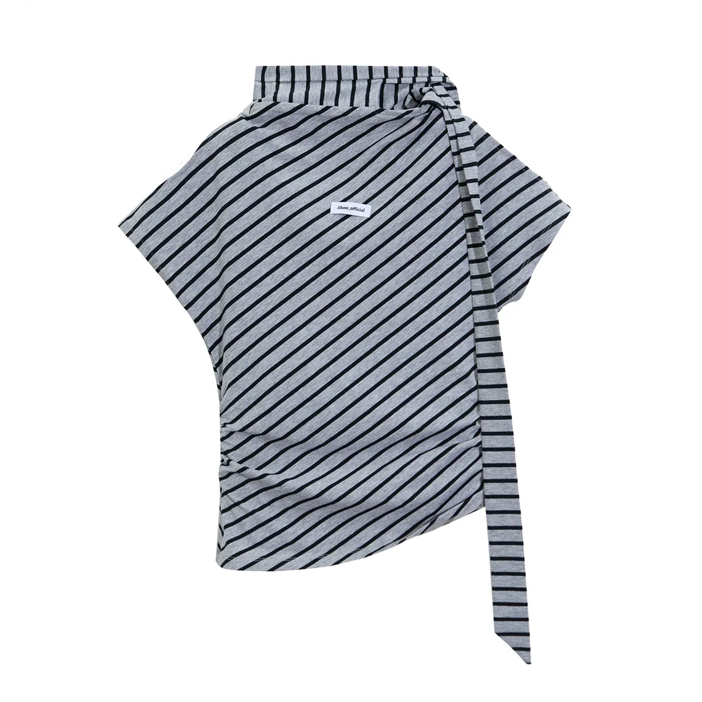 STRIPED SCARF SHORT SLEEVE T-SHIRT