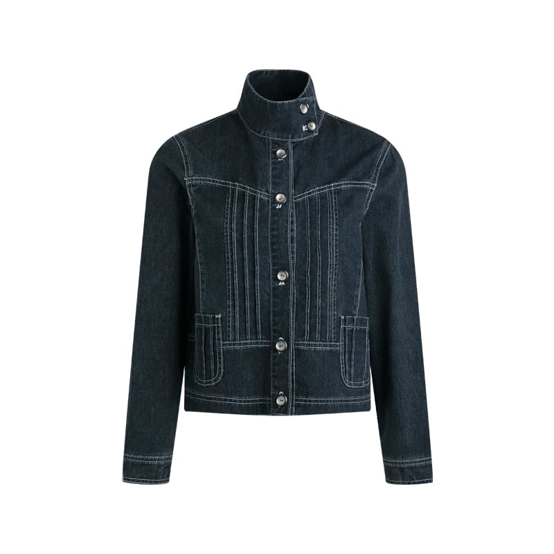 PLEATED DENIM JACKET