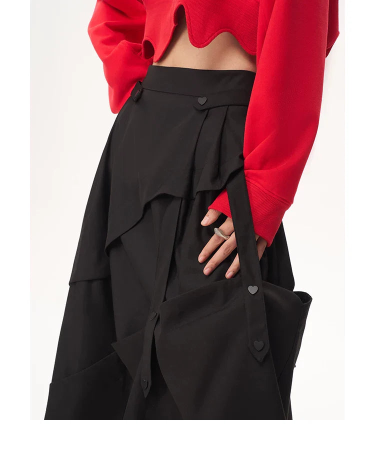 ASYMMETRICAL LAYERED A-LINE SKIRT