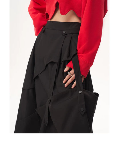 ASYMMETRICAL LAYERED A-LINE SKIRT