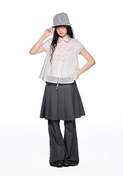 PLEATED FLARE PANTS SET