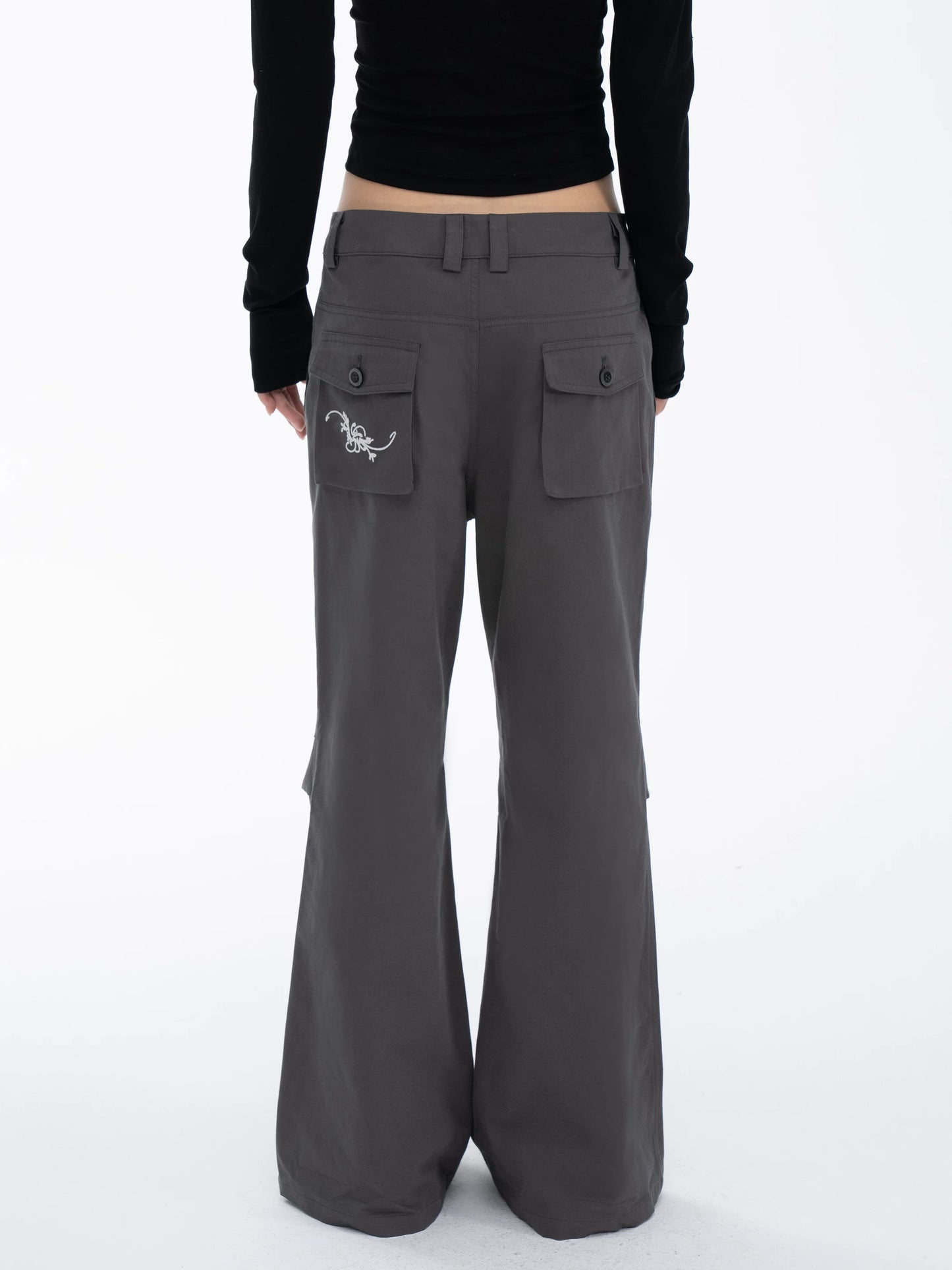 EMBROIDERED FLARE SLACKS