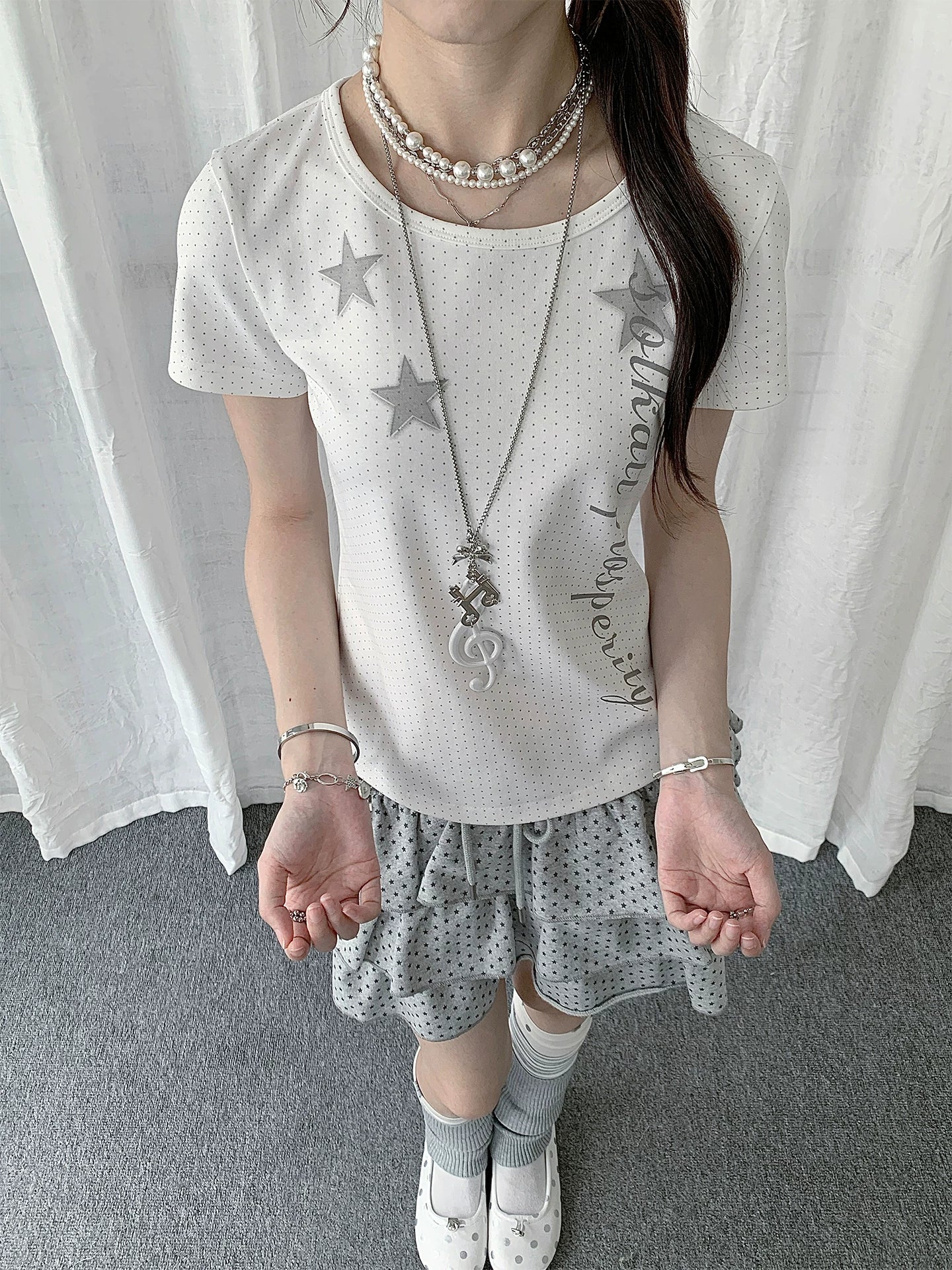 POLKA DOT STAR PRINTED T-SHIRT