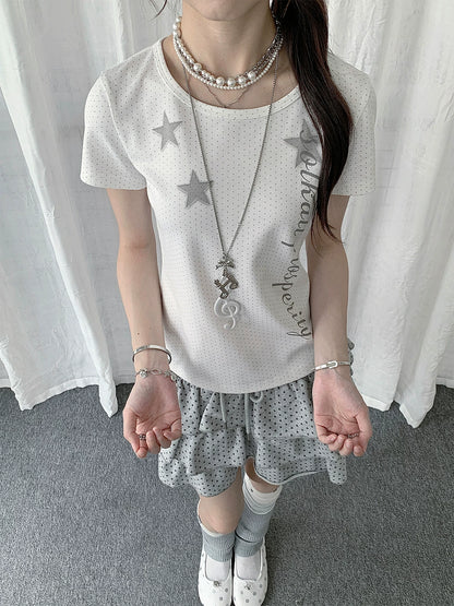 POLKA DOT STAR PRINTED T-SHIRT