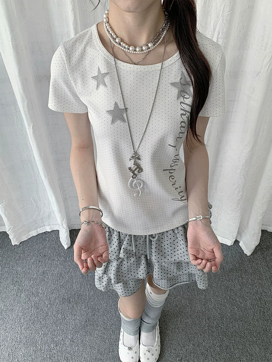 POLKA DOT STAR PRINTED T-SHIRT