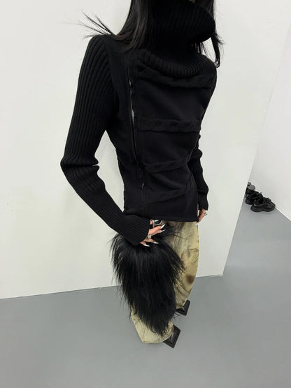 ASYMMETRY HIGH NECK SWEATER