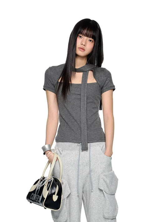 SLIM-FIT TIE-STRAP T-SHIRT