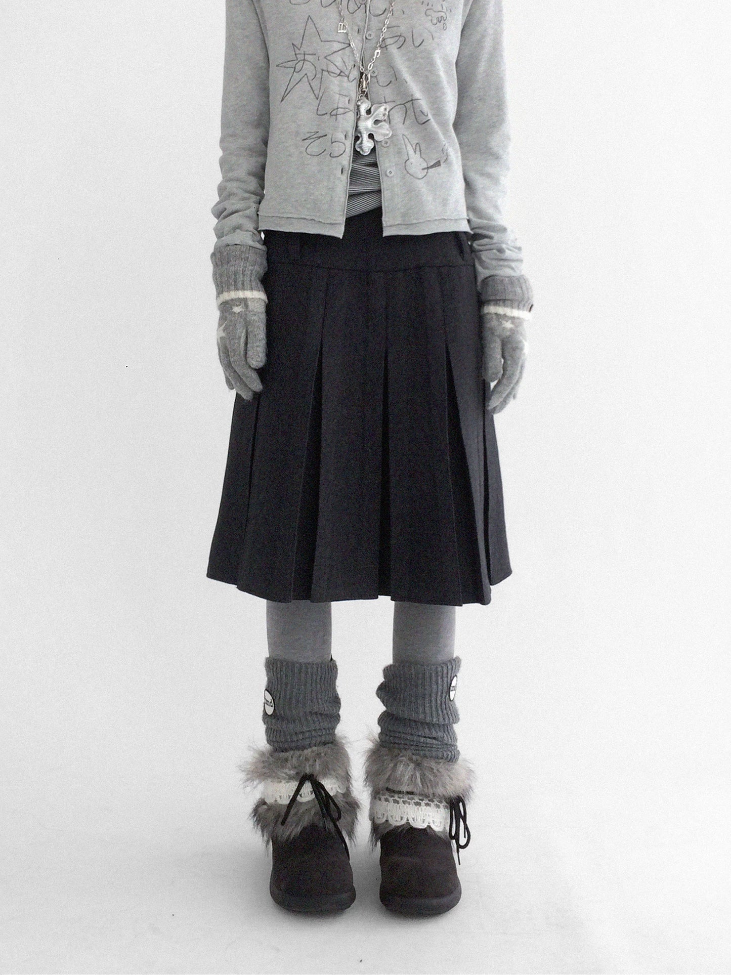 TWEED PLEATED BUSTIER SKIRT