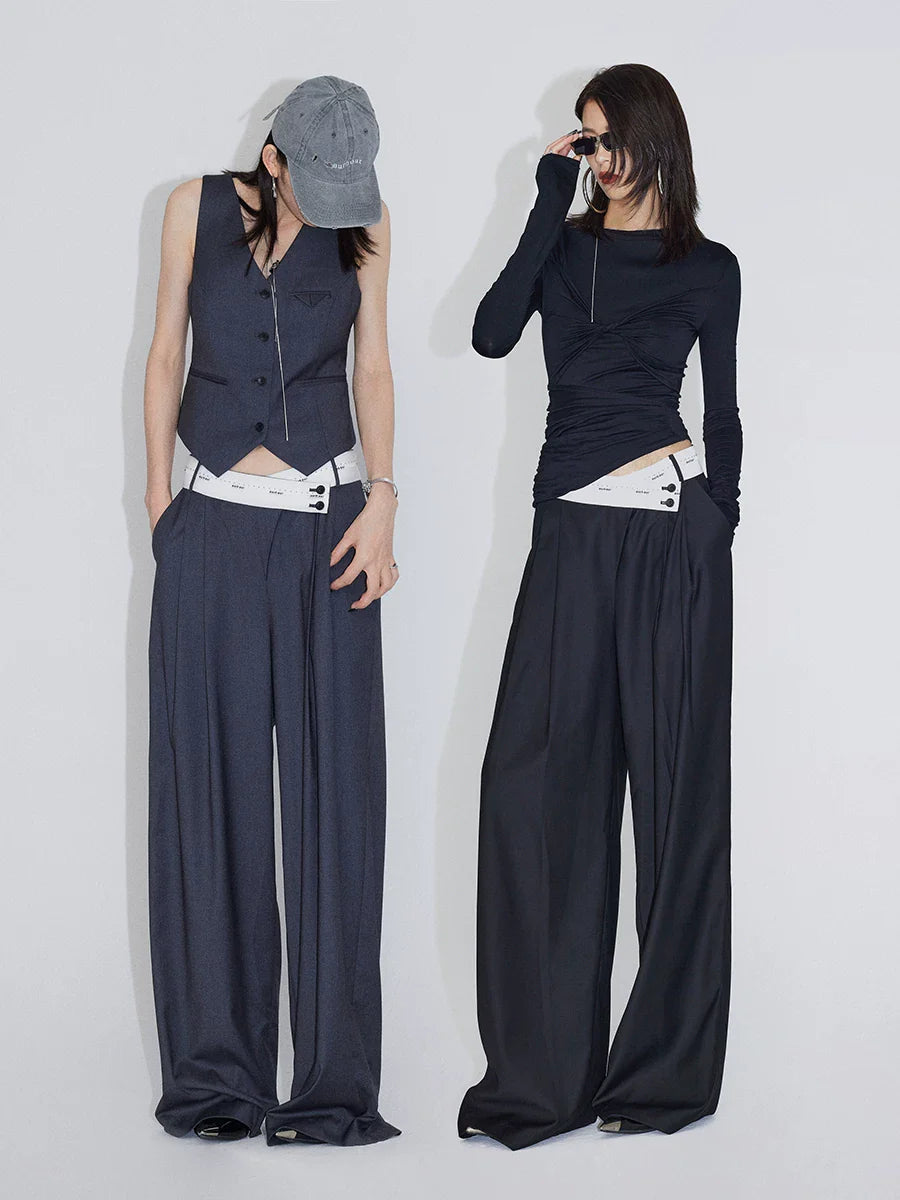 FLOWY PLEATED WIDE-LEG PANTS
