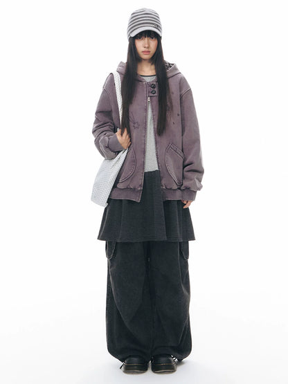 PLAID-TAB HOODED ZIP