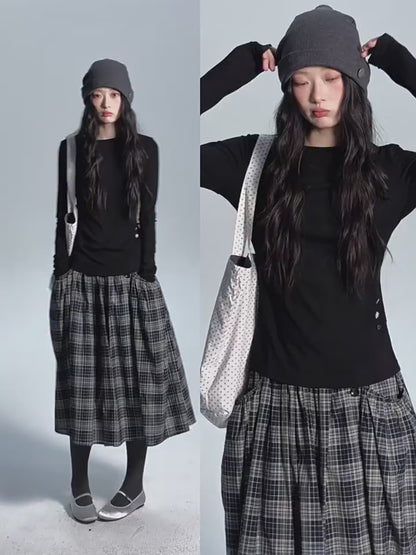 BUTTON FRONT WAVE SKIRT