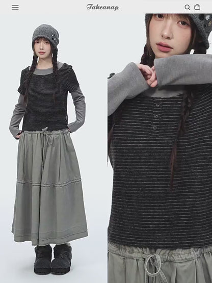 DRAWSTRING COTTON SKIRT