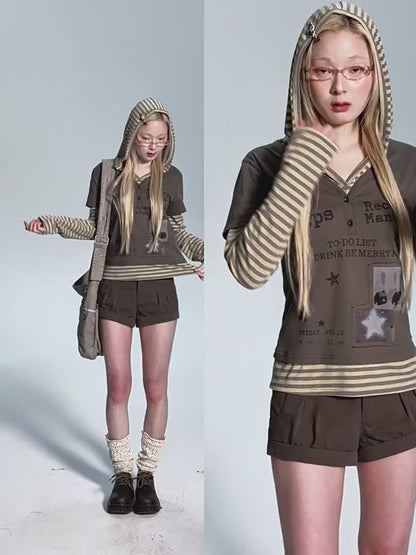 SPLICED HOODIE T-SHIRT