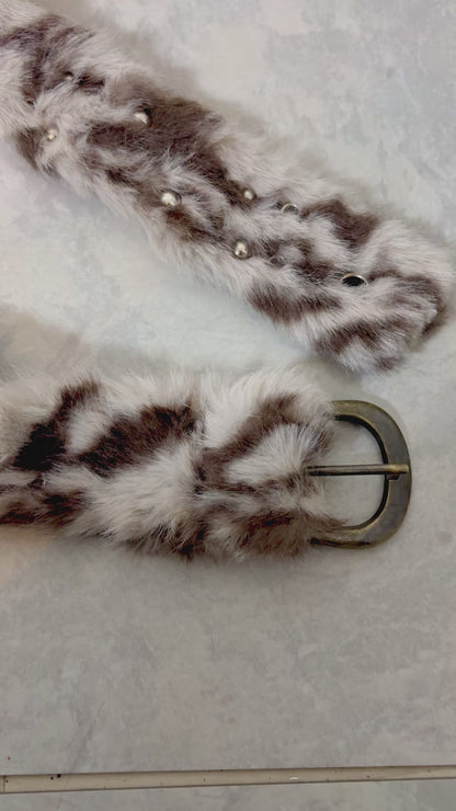 LEOPARD PLUSH CAP &amp; BELT